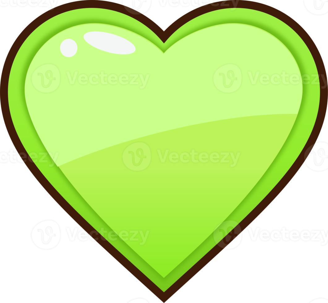 Green Cartoon Heart Button png