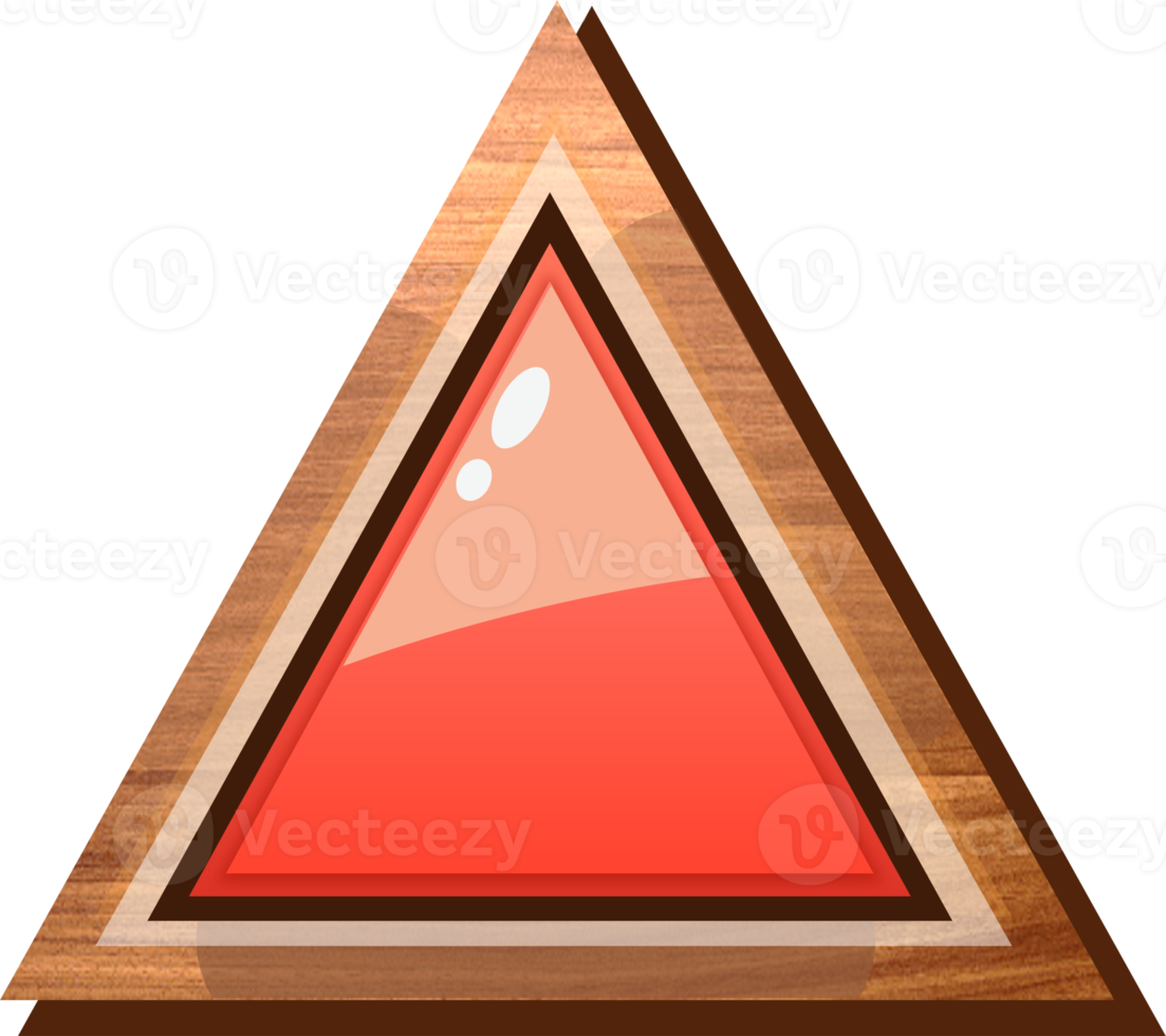 Red Cartoon Triangle Wooden Button png