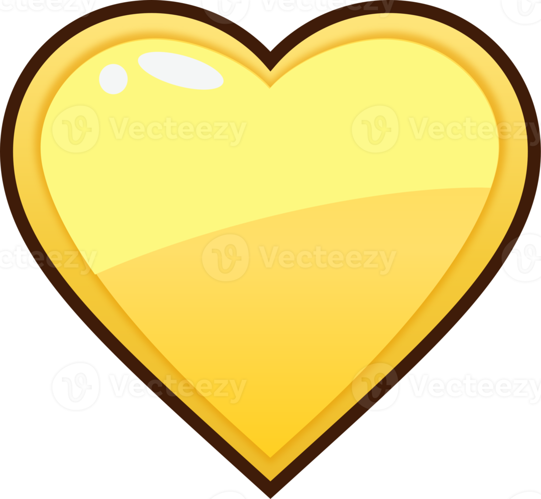 bouton coeur dessin animé jaune png