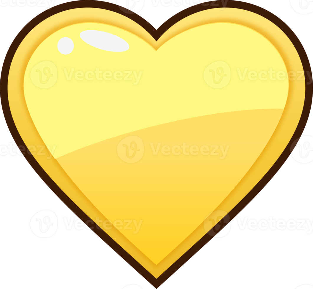 bouton coeur dessin animé jaune png