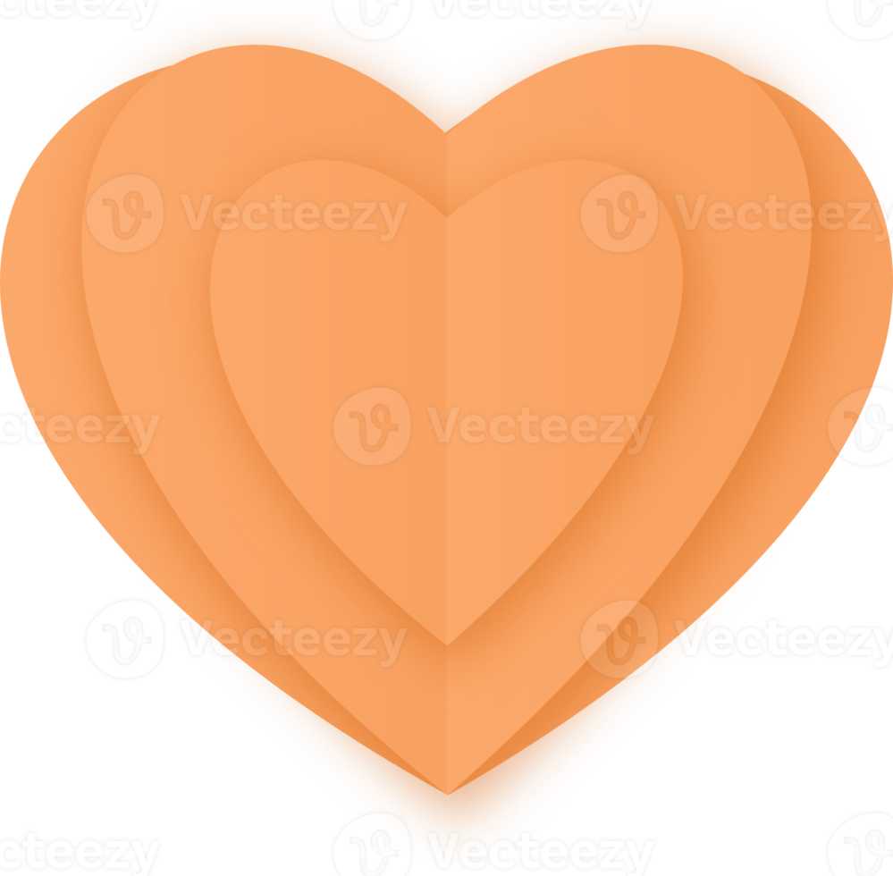 Orange Paper Cut Heart png