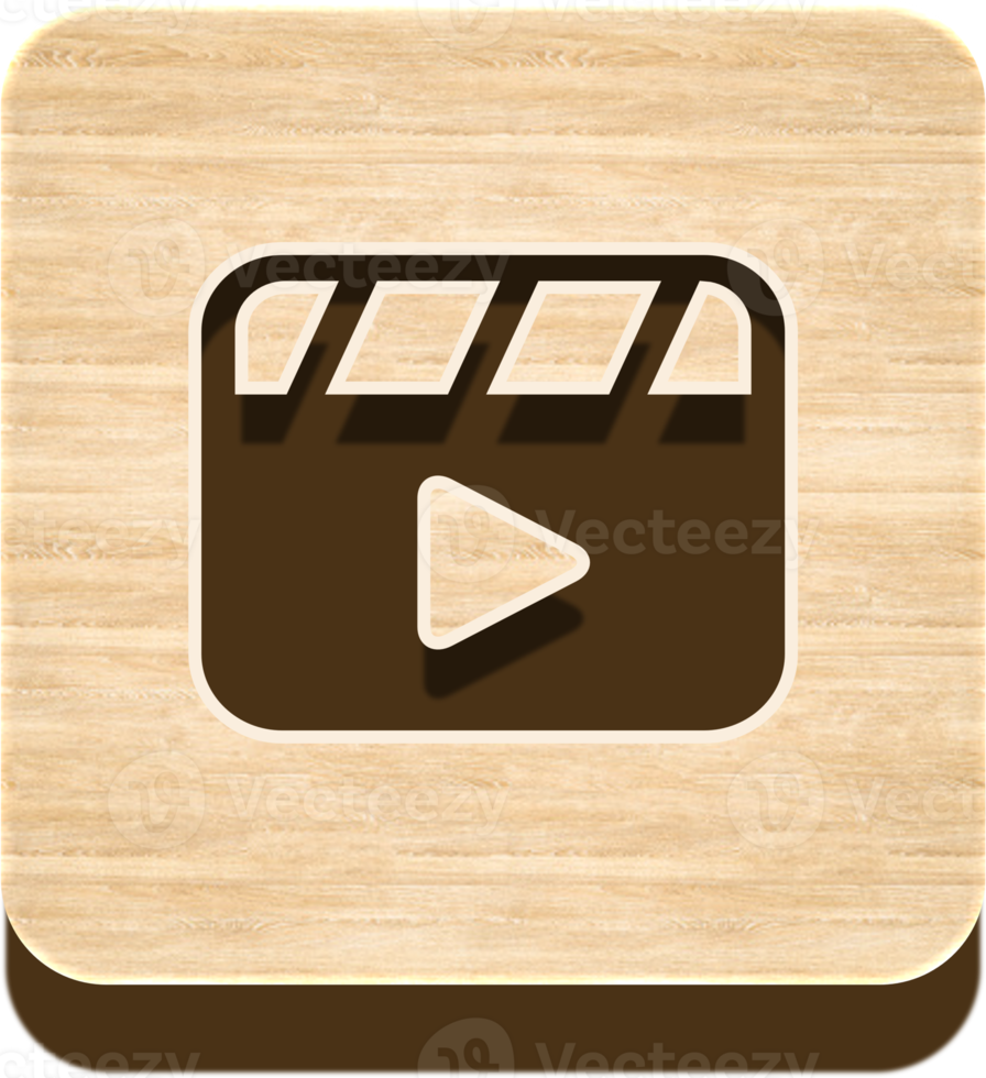 Wooden Clapper Board Button, Wooden Icon png