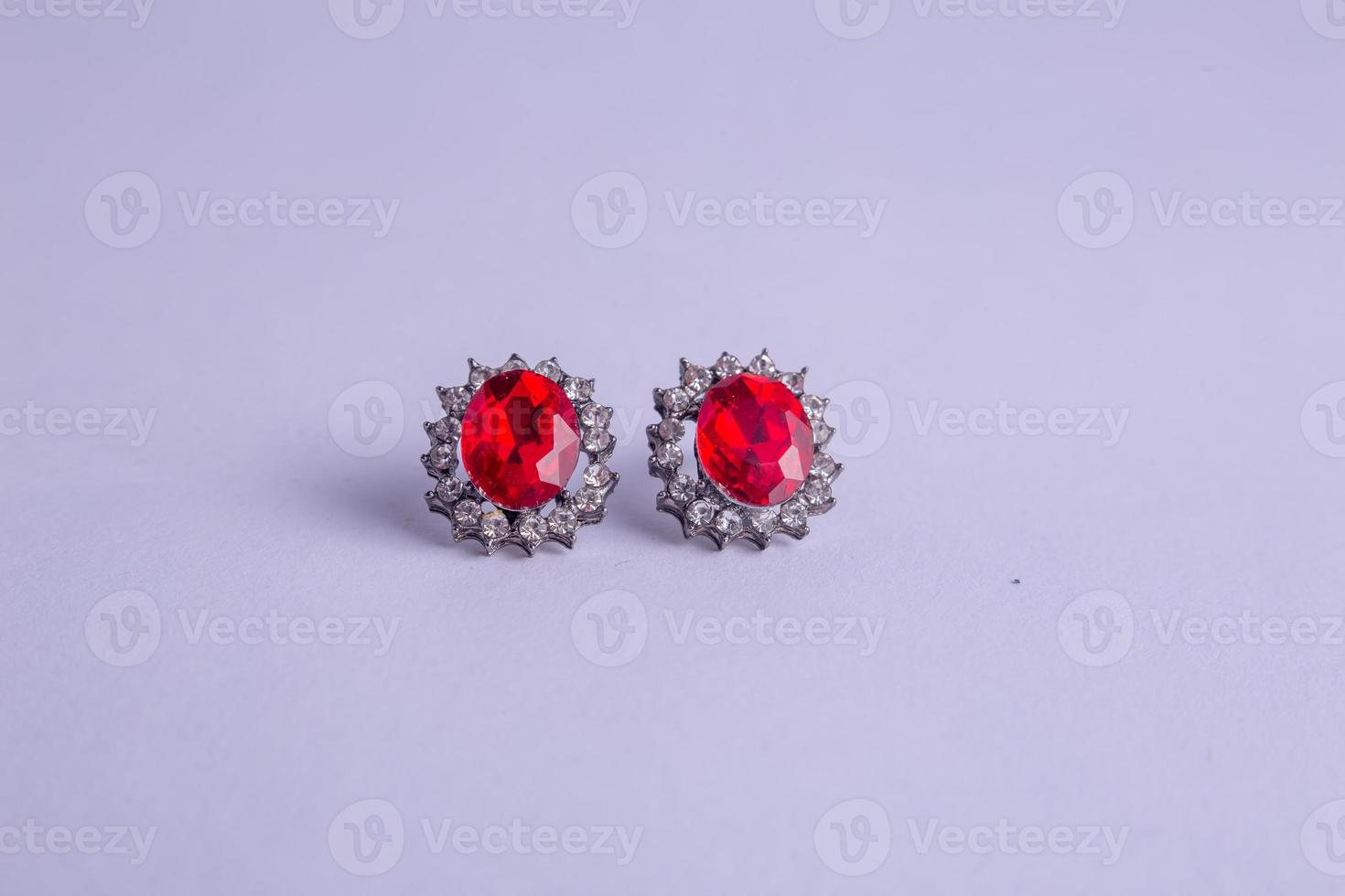 red earrings with crystals photo
