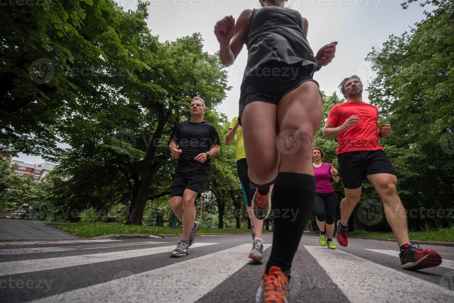 runners team on morning training photo