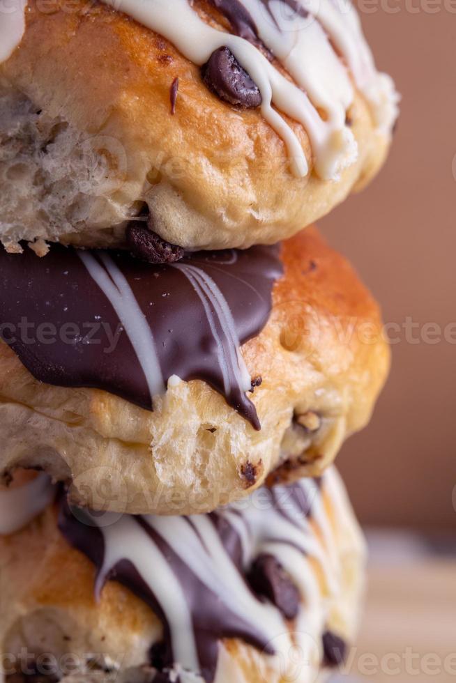 Brioche bread with chocolate photo