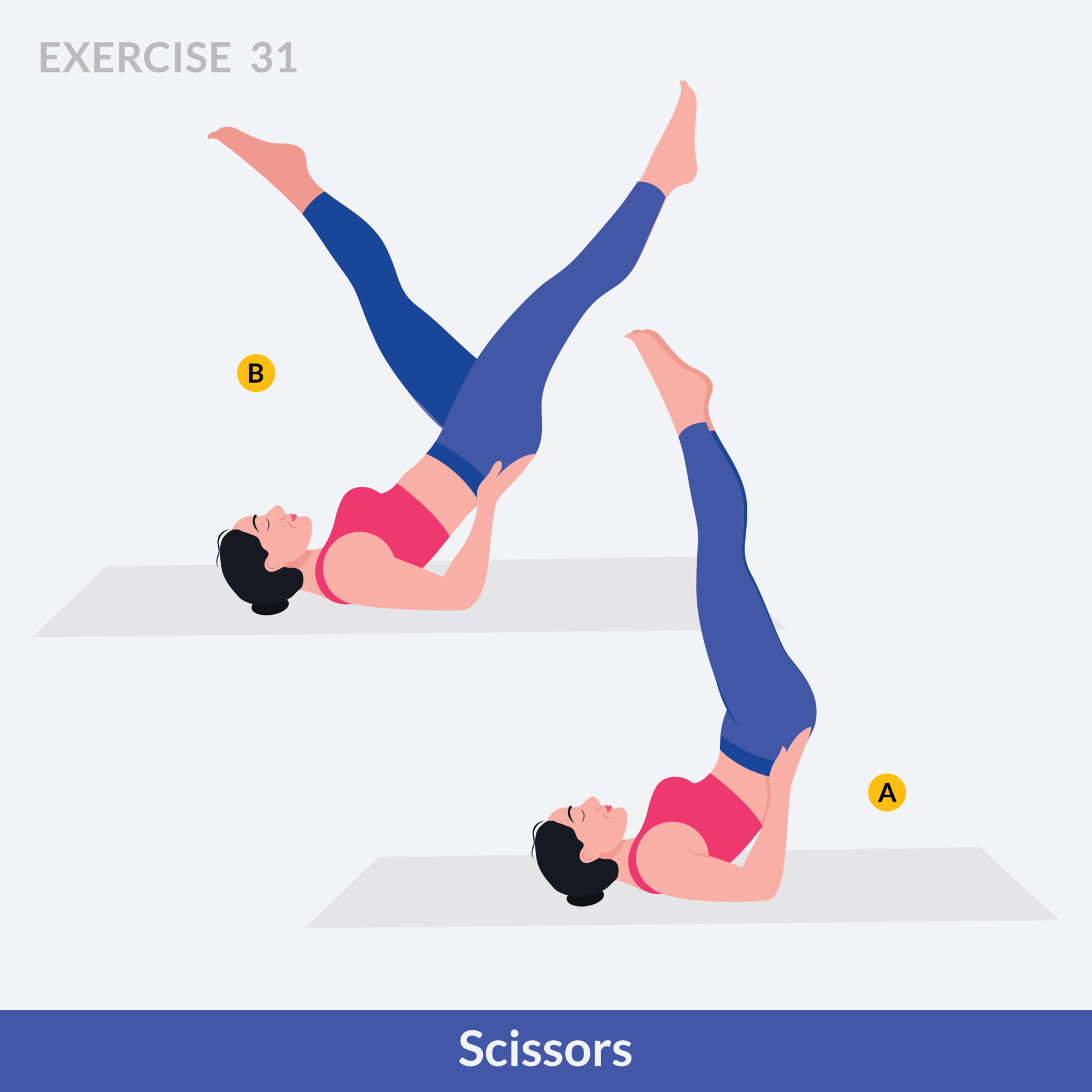 Scissors exercise, Woman workout fitness, aerobic and exercises