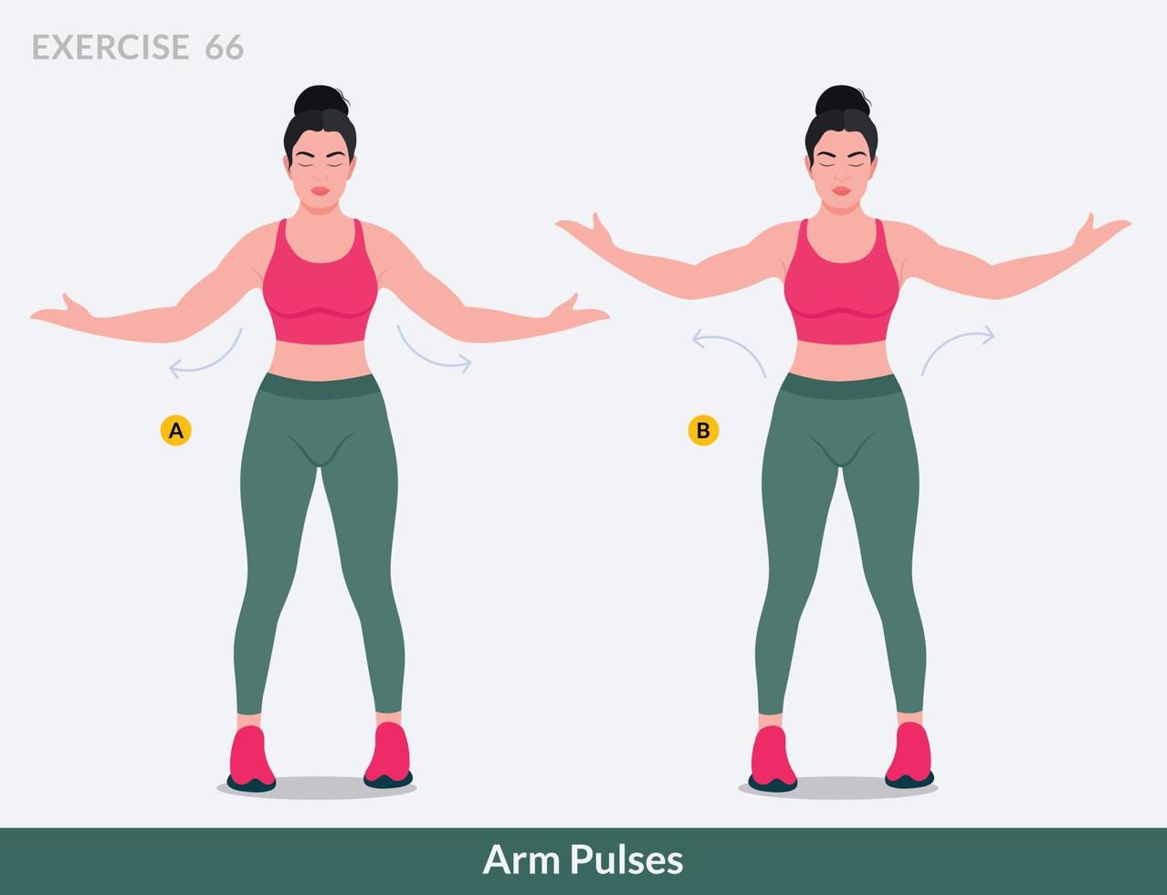 ejercicio de pulsos de brazo, fitness de entrenamiento de mujer, aeróbic y ejercicios. vector