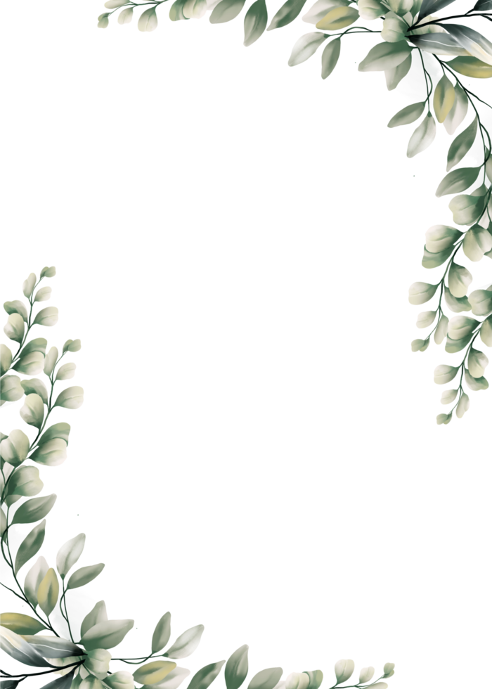 vattenfärg eukalyptus blad ram png