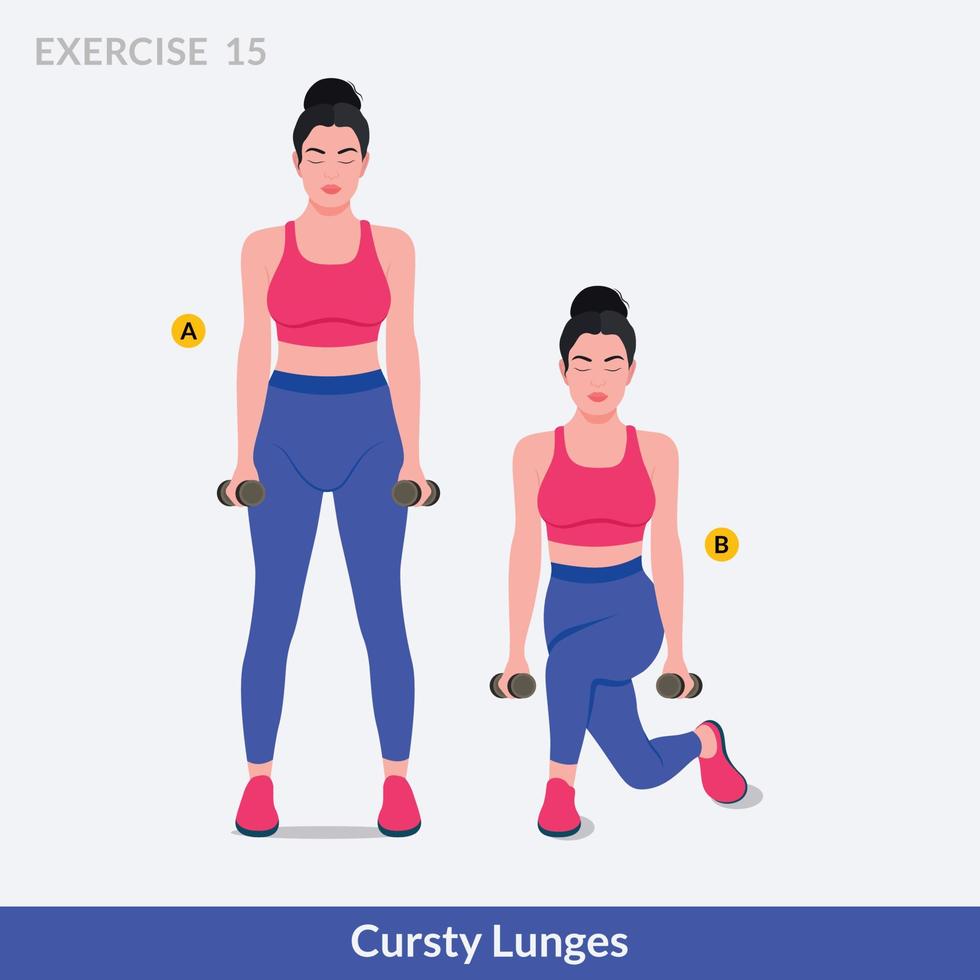 Cursty Lunges exercise, Woman workout fitness, aerobic and exercises ...