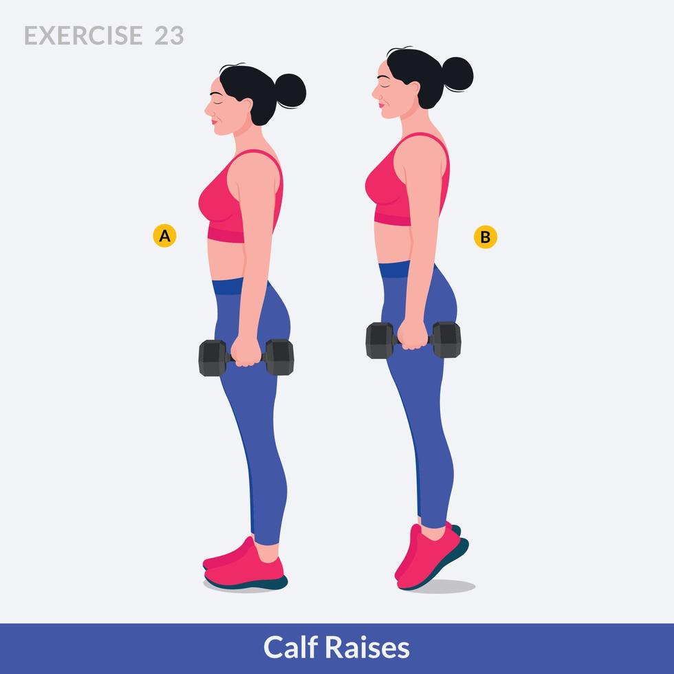 Calf Raises exercise, Woman workout fitness, aerobic and exercises. vector