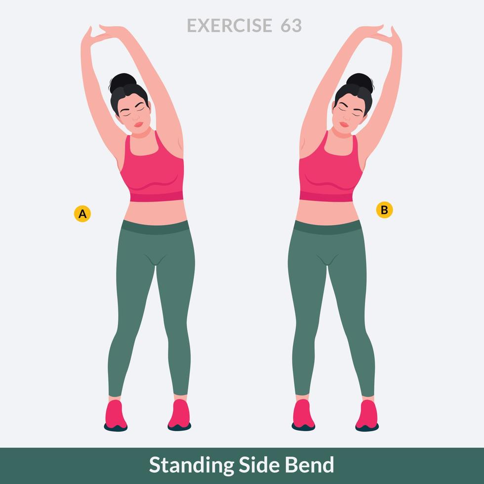 Standing Side Bend exercise, Woman workout fitness, aerobic and exercises. vector
