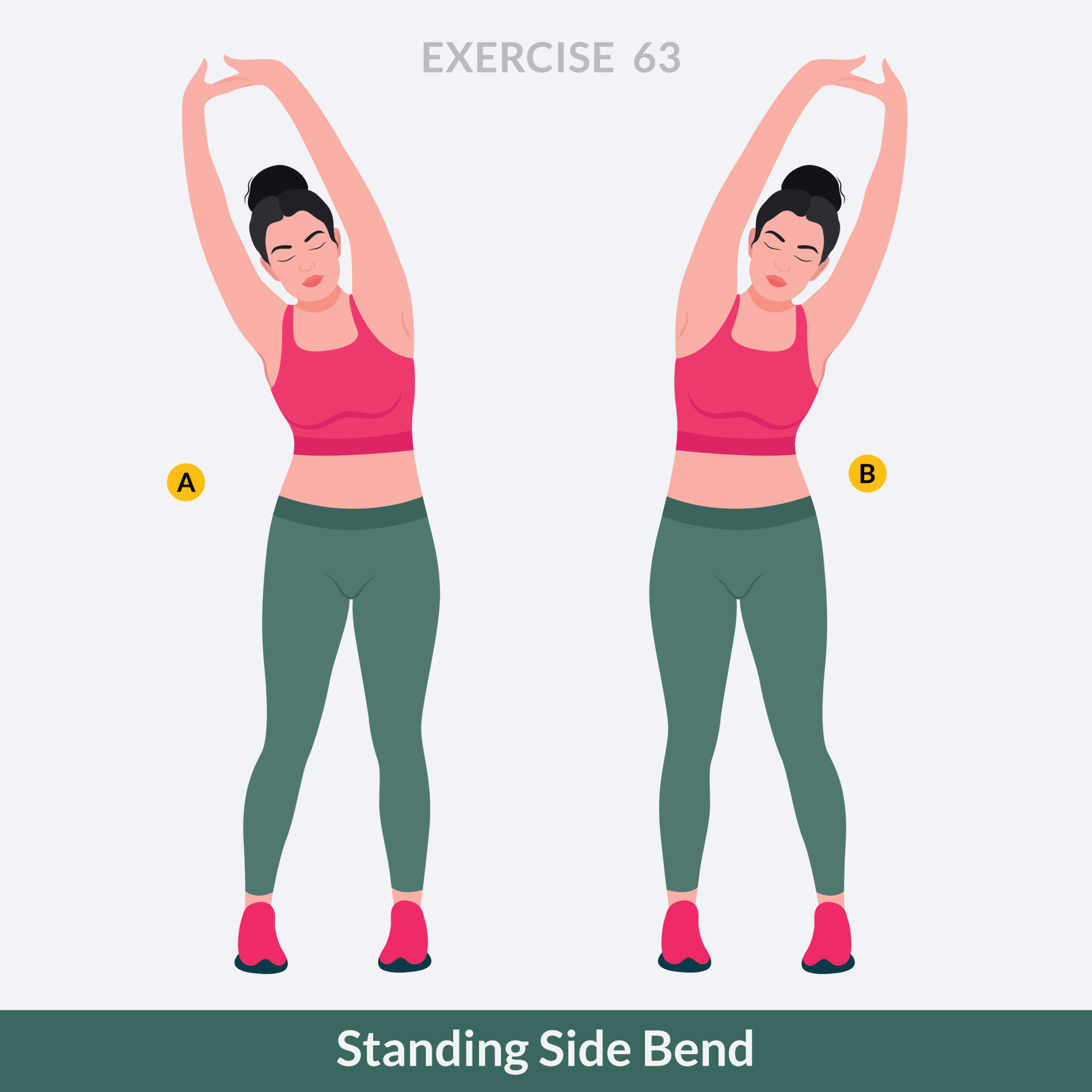 Standing Side Bend exercise, Woman workout fitness, aerobic and exercises.  10978552 Vector Art at Vecteezy