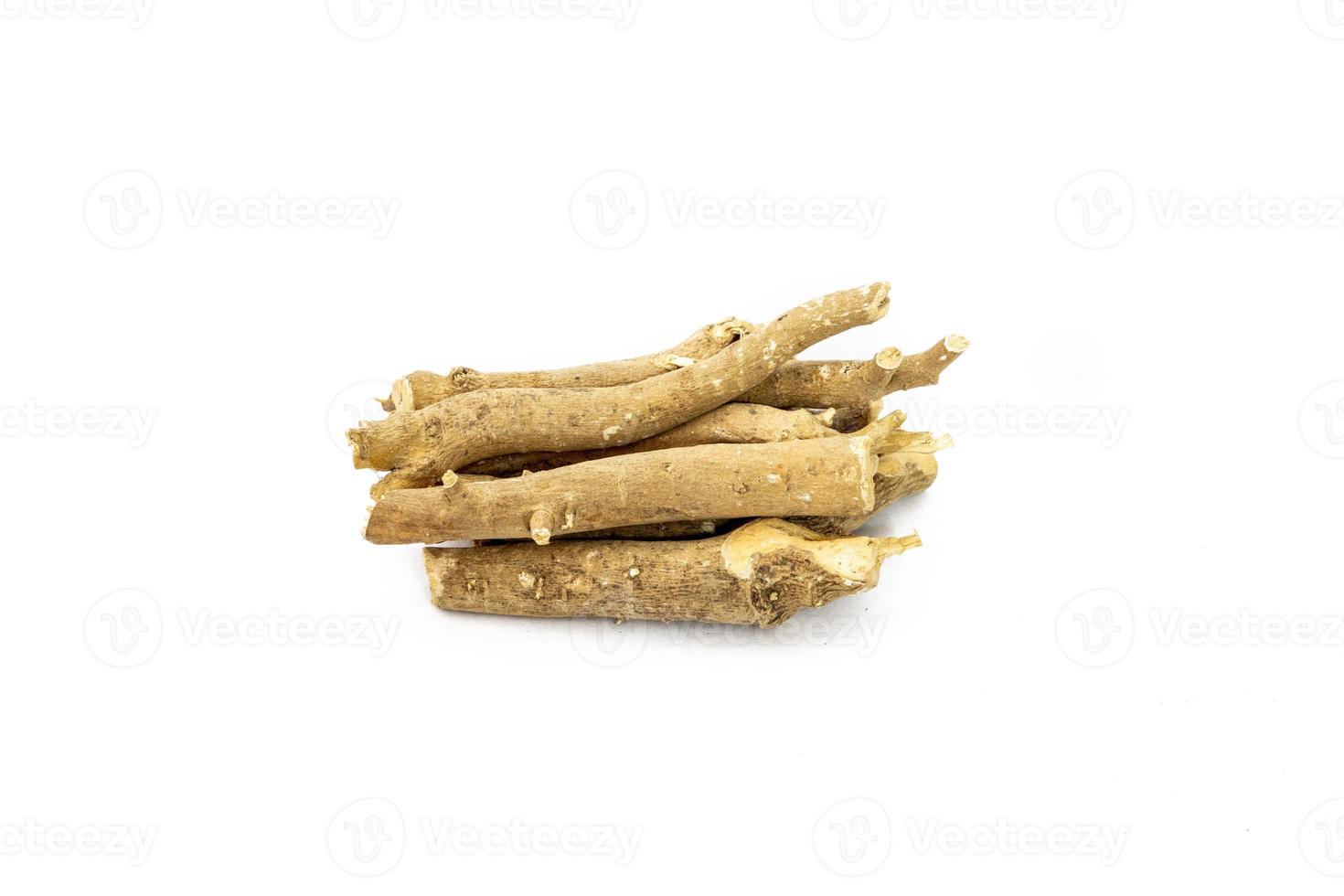 Ashwagandha or Aswaganda OR Indian Ginseng is an Ayurveda medicine Isolated on white background photo