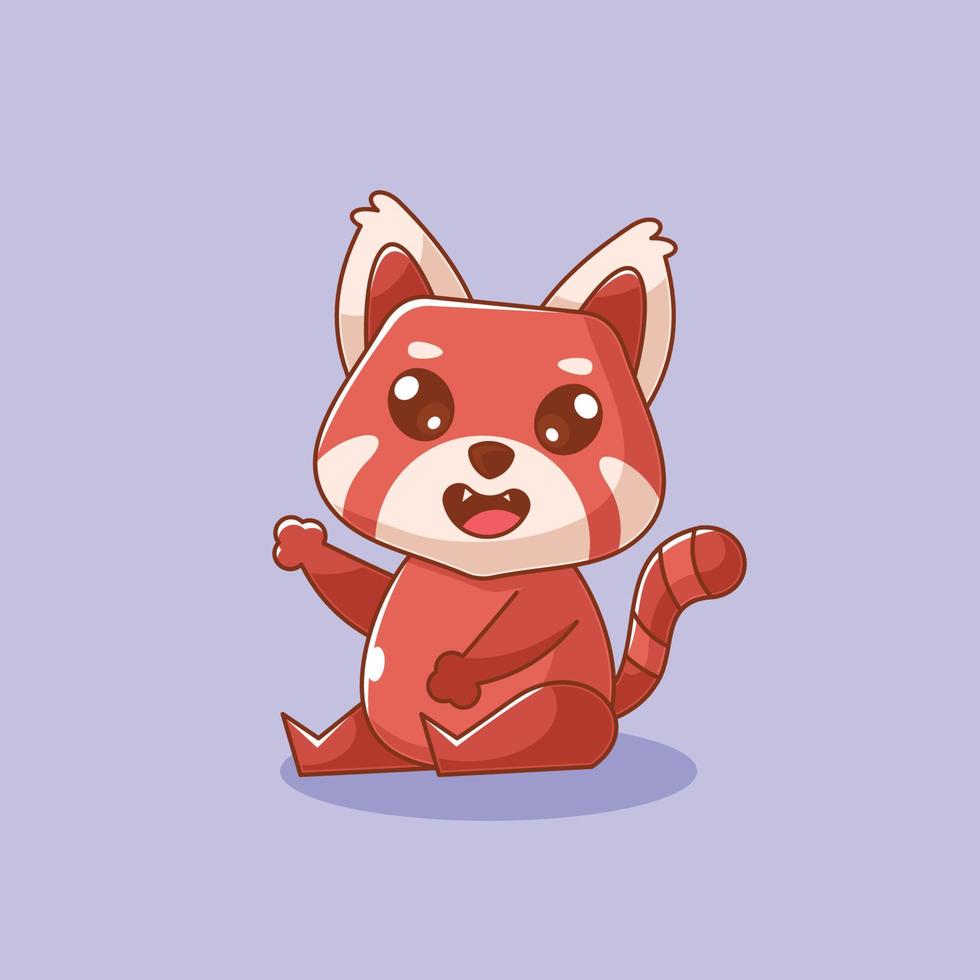 Red panda waving his hand vector