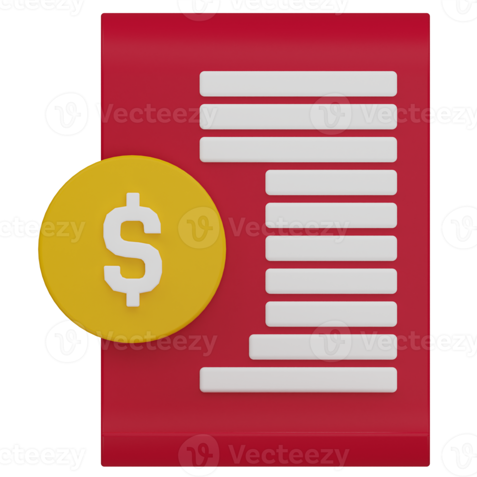 Shopping Invoice 3D Illustration png