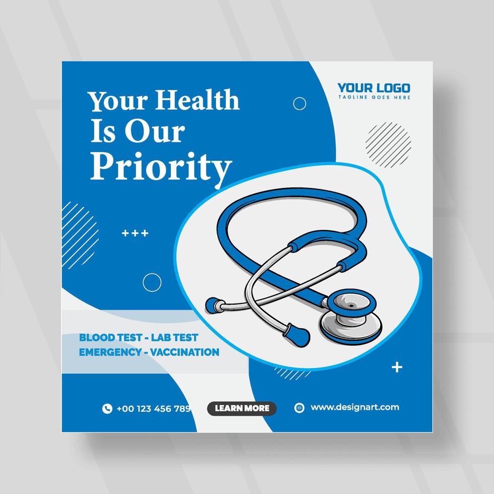 health care social media banner template design vector