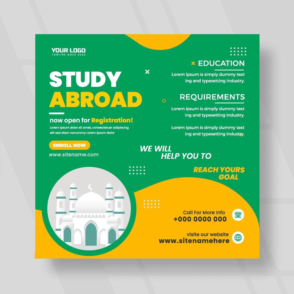 Social media template study abroad vector