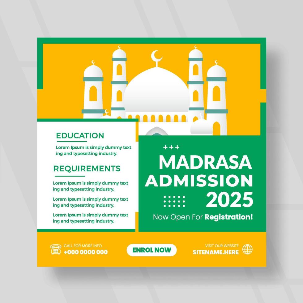 Social medial template for madrasa admission vector