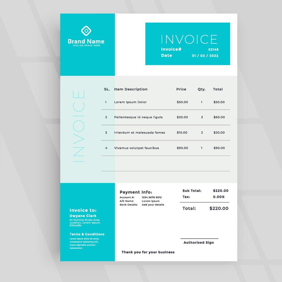 modern invoice template design vector