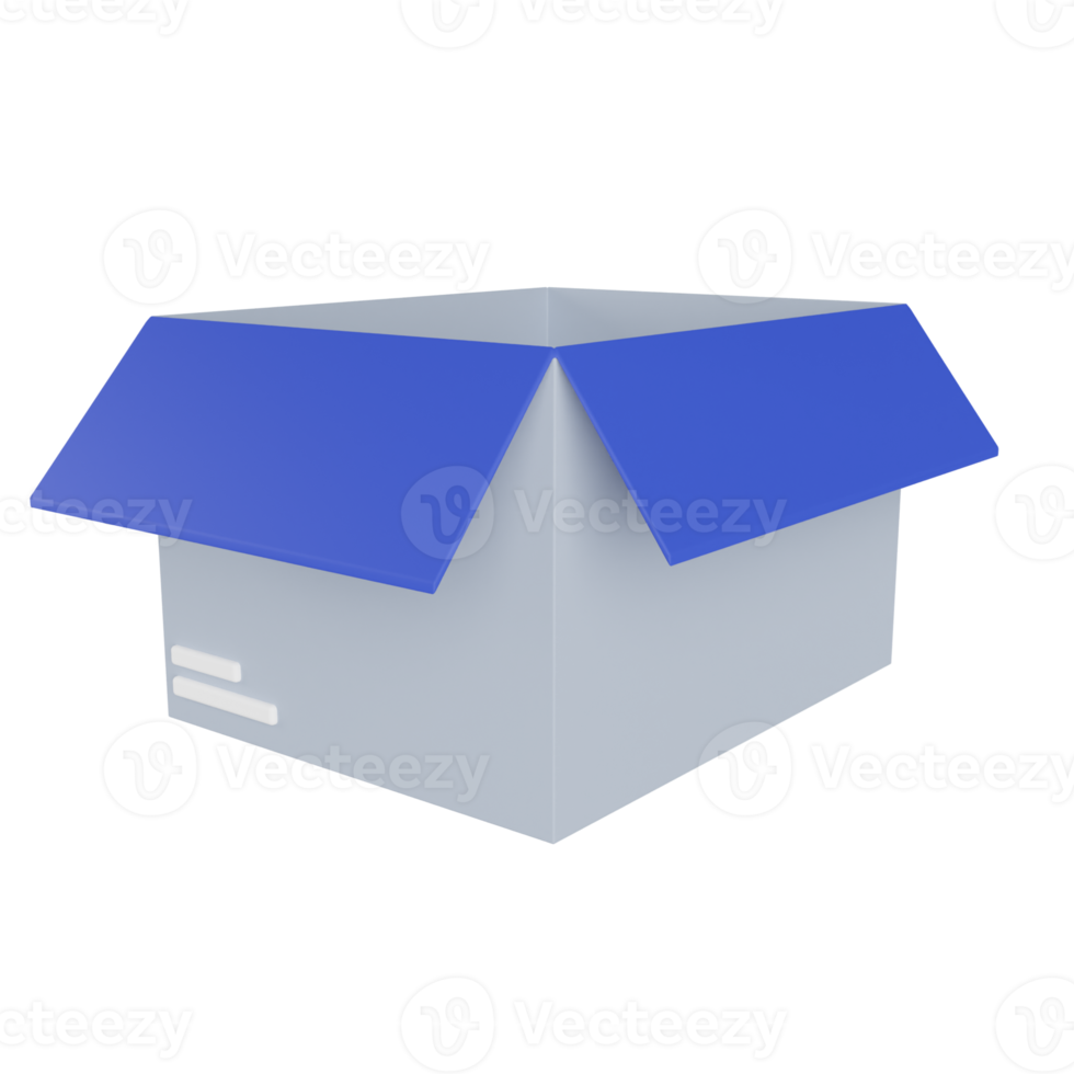 öppen paket 3d illustration png