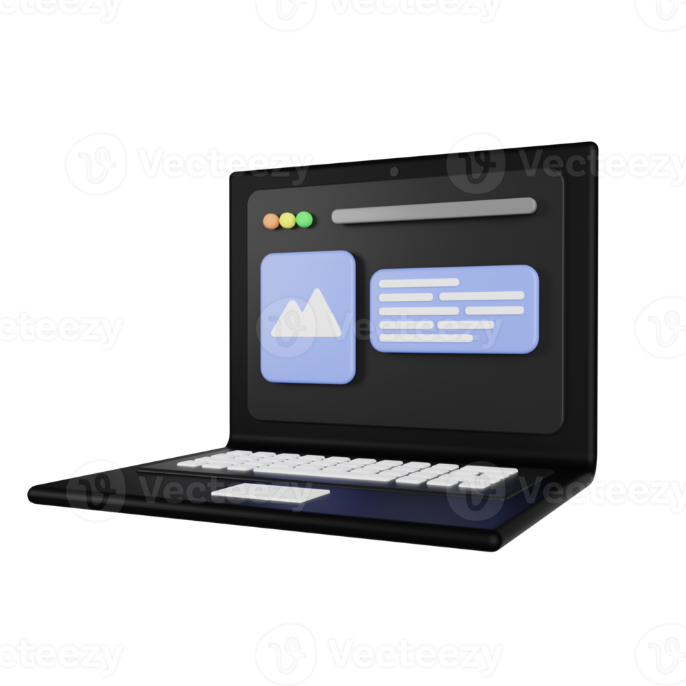 Internet Browser in Laptop 3D Illustration png