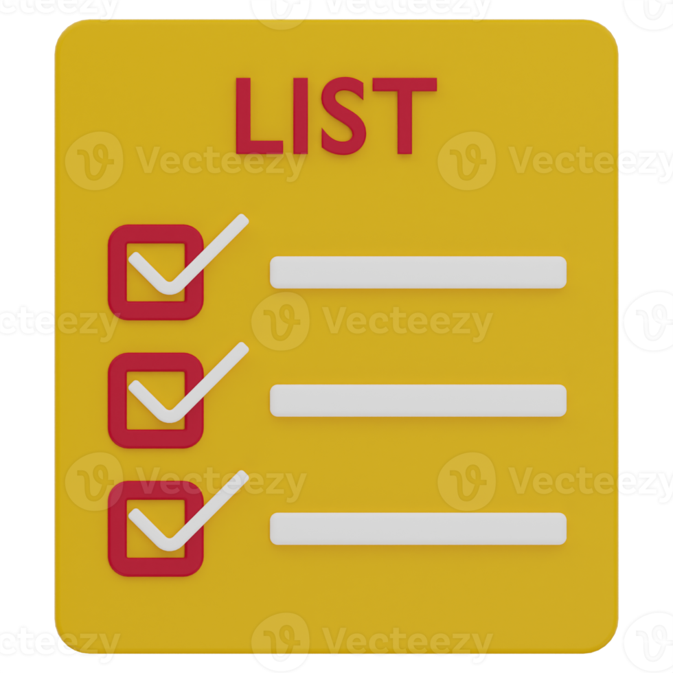 Shopping List 3D Illustration png