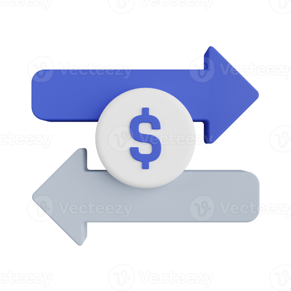 Ilustración 3d de transferencia de dinero png