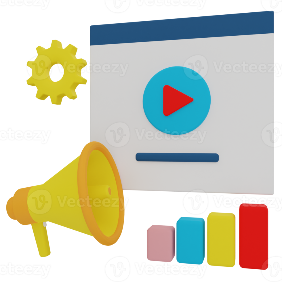 Video Advertising 3D Illustration png