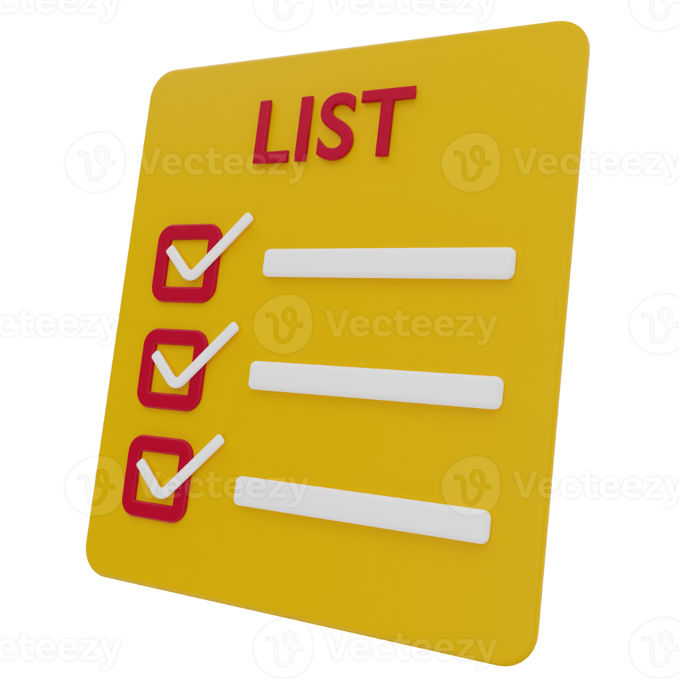 Shopping List 3D Illustration png