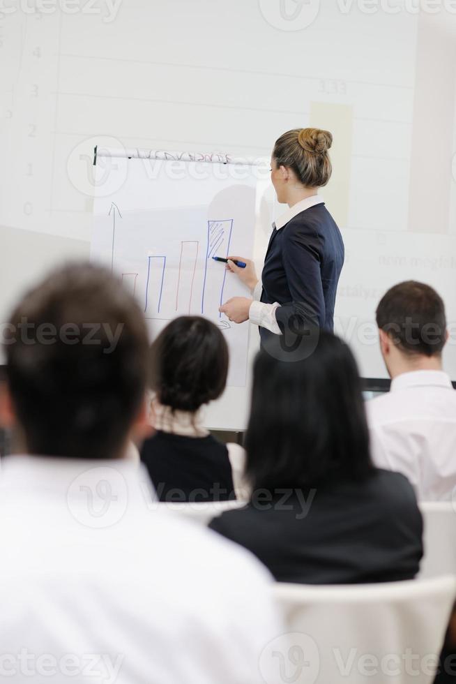 business woman giving presentation photo