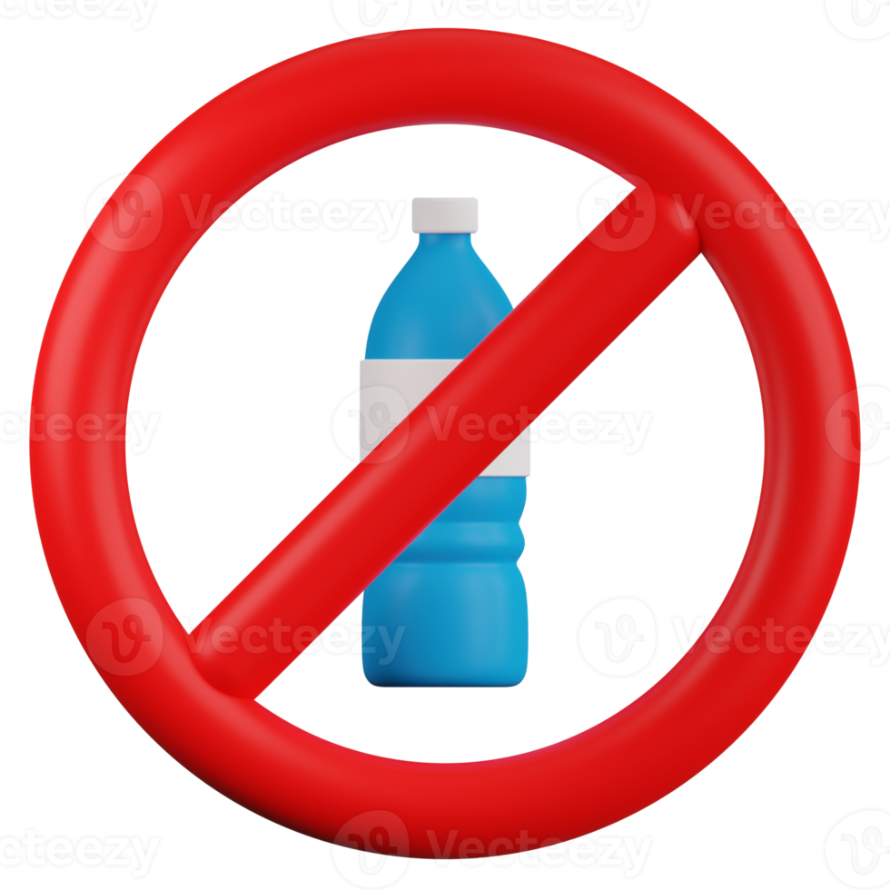 No Plastic Bottle 3D Illustration png