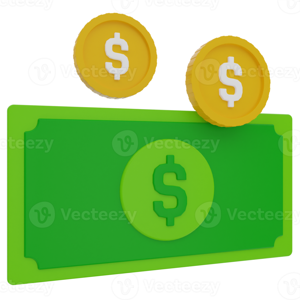 contant geld 3d illustratie png