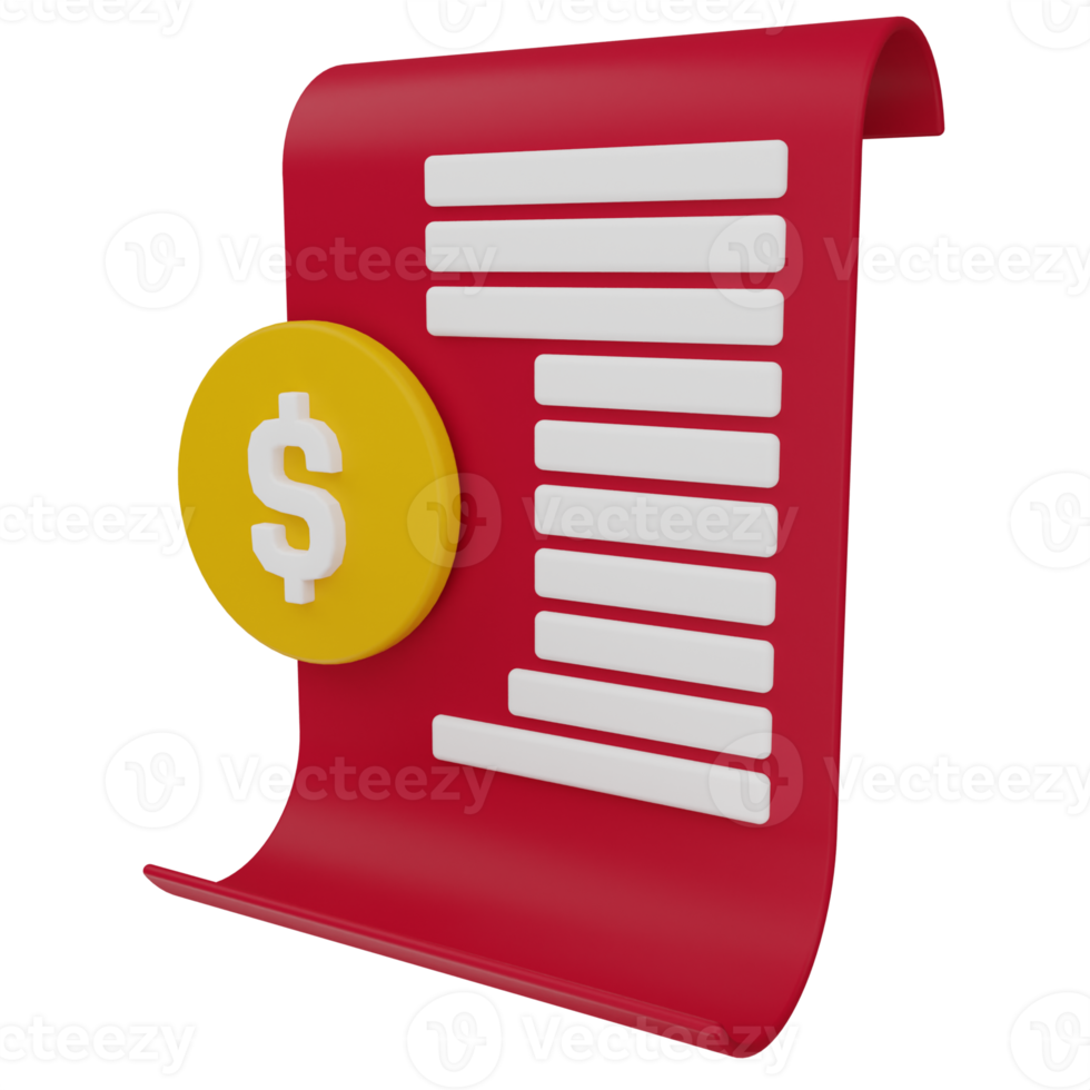 Shopping Invoice 3D Illustration png
