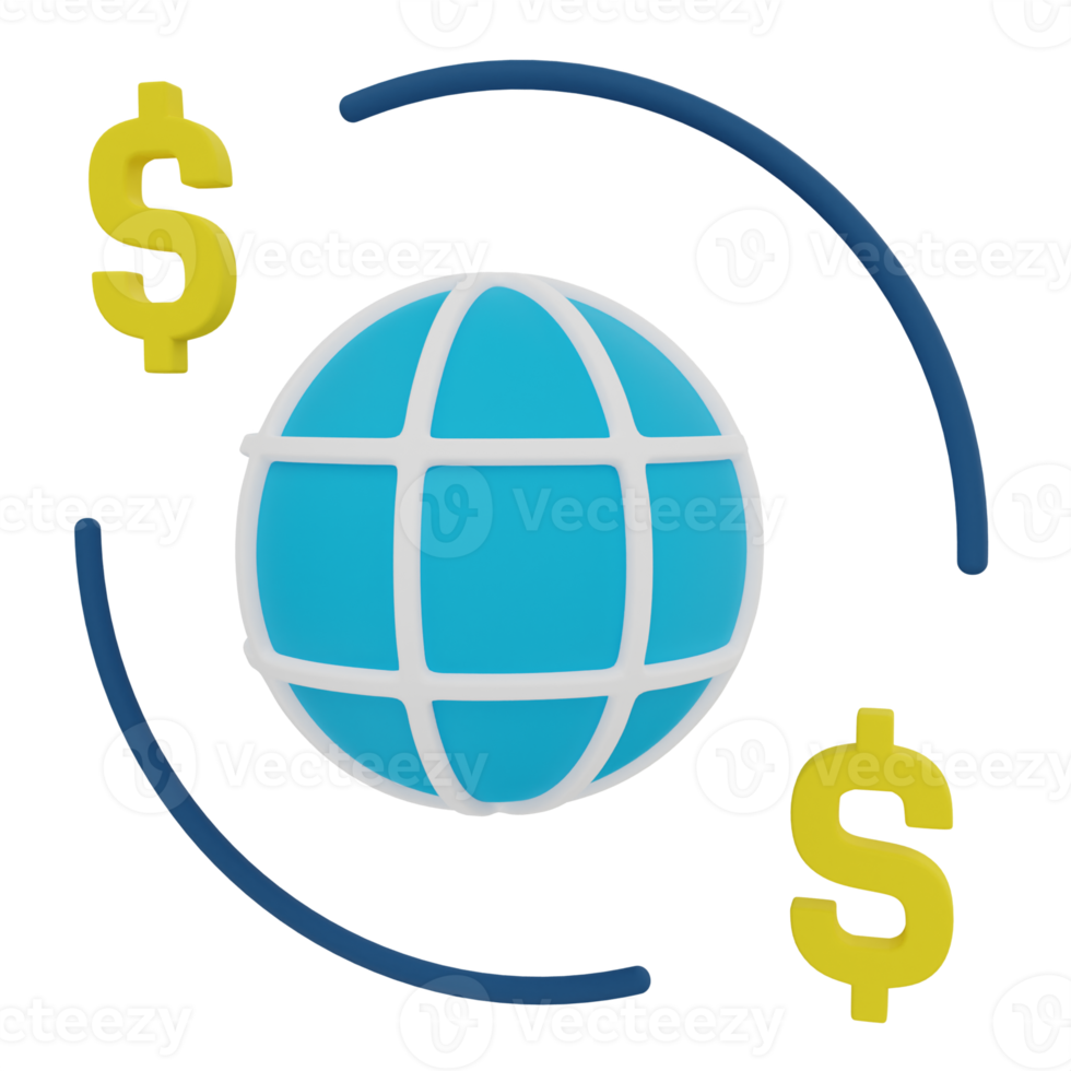 illustration 3d de l'argent mondial png