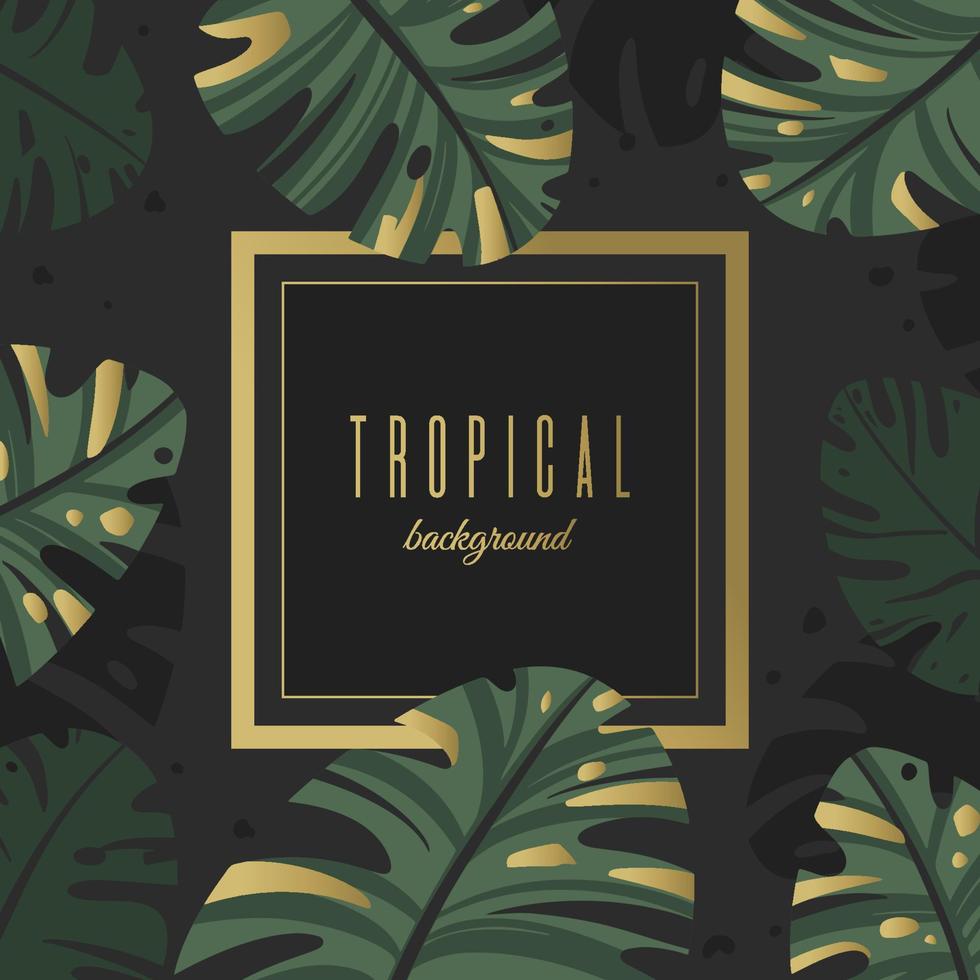 fondo de hojas tropicales con decoración dorada. diseño único para tarjeta de felicitación o invitación vector