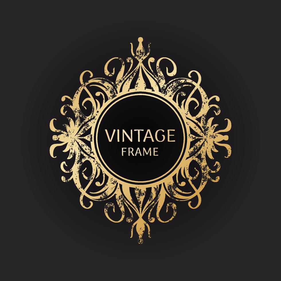 Round vintage frame with ornate ornament vector