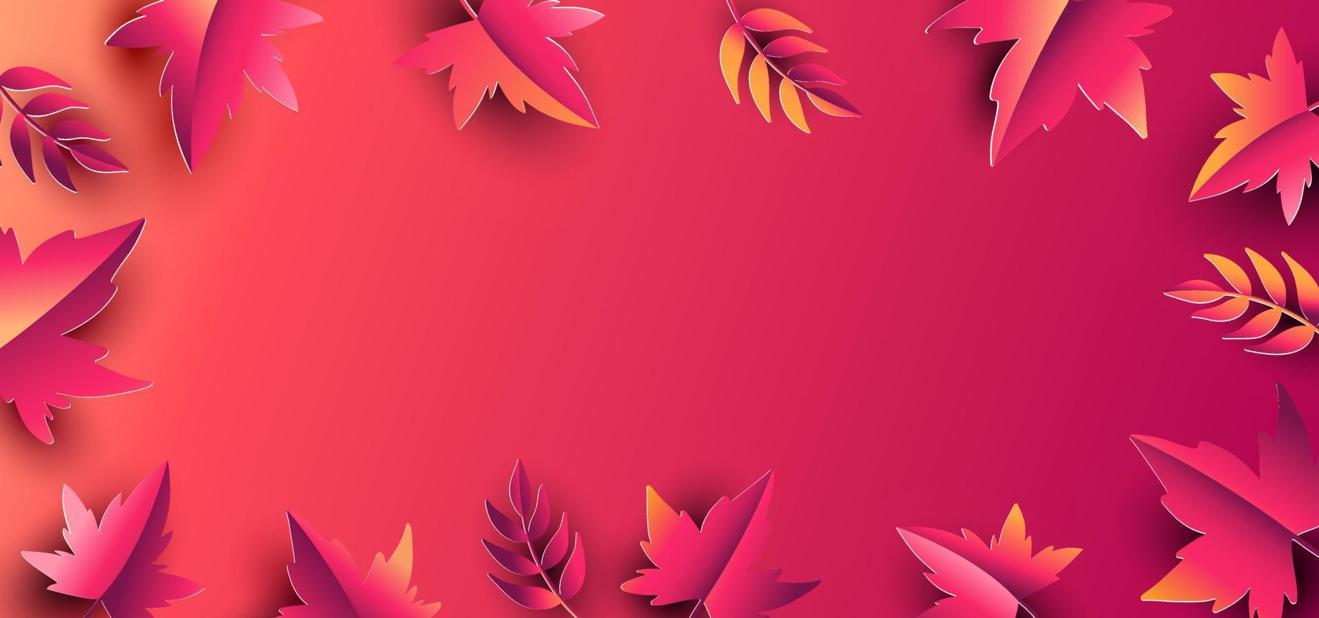 fondo floral de otoño con hojas de papel. diseño para banner de venta de temporada de otoño, póster o tarjeta de felicitación del día de acción de gracias, invitación al festival vector