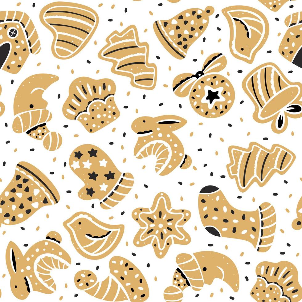 Seamless pattern of Christmas gingerbread. Unique design for holiday packaging vector