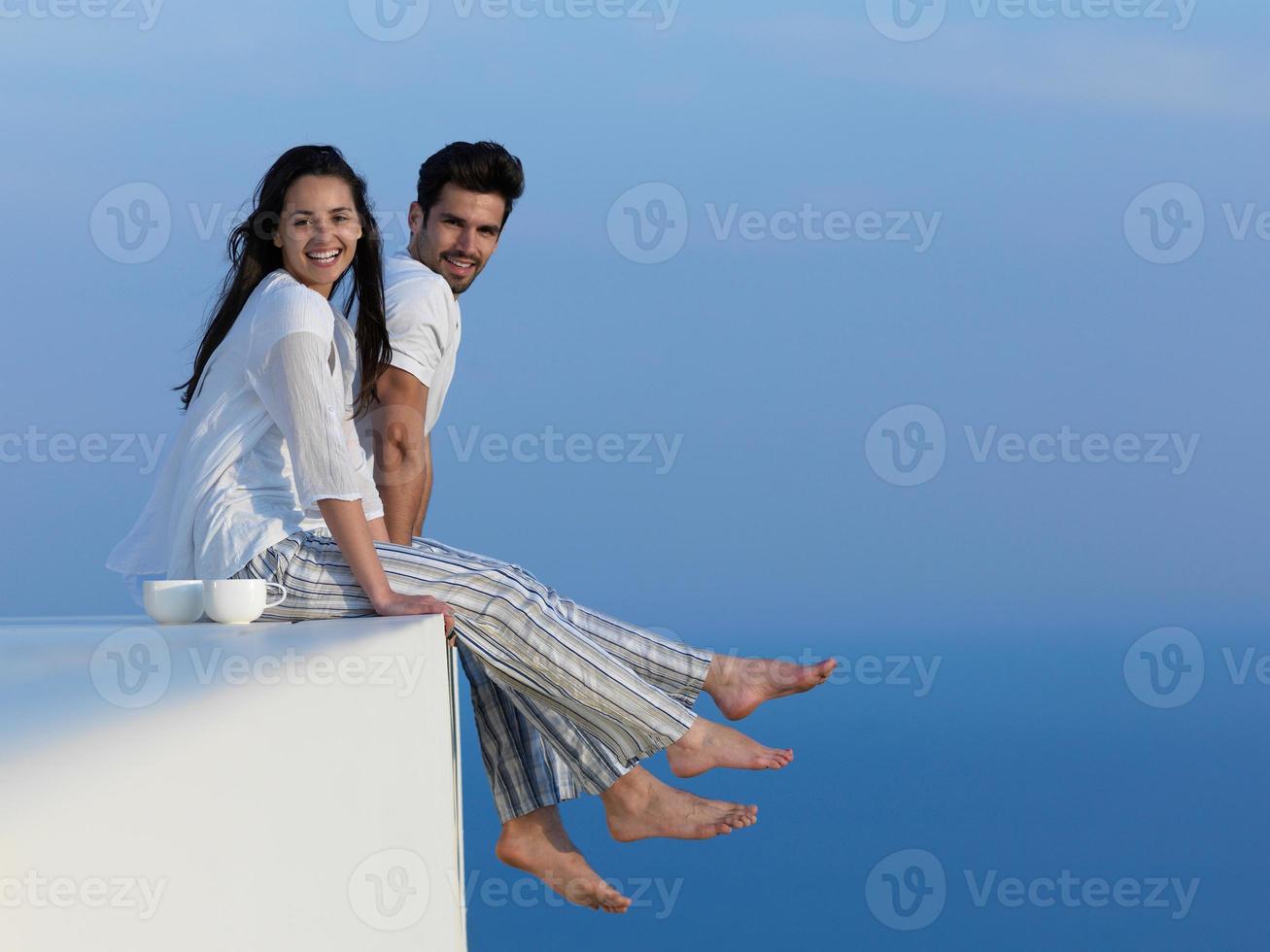 happy young romantic couple have fun arelax  relax at home photo