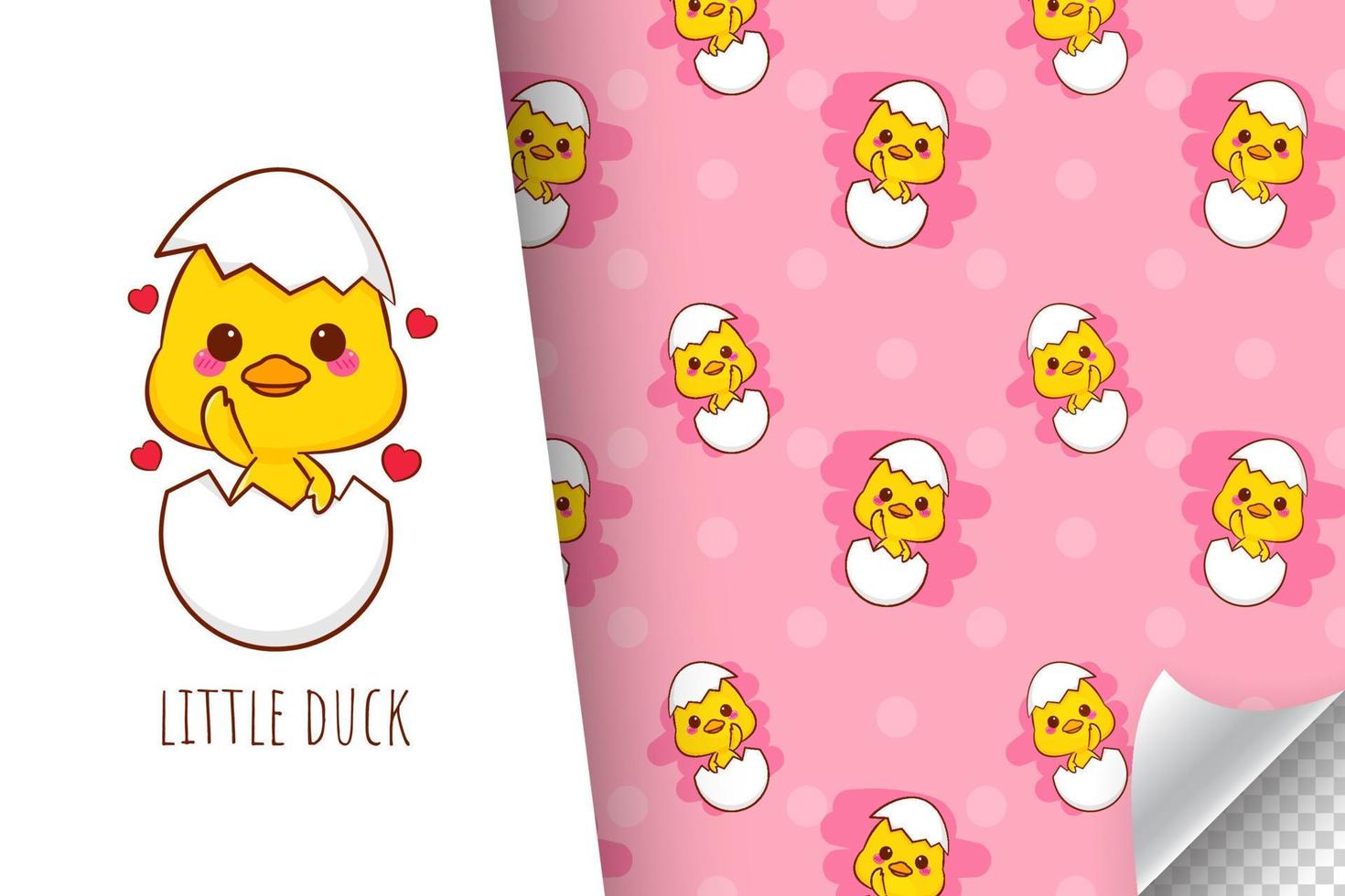 Cute baby duck cartoon character seamless pattern illustration vector
