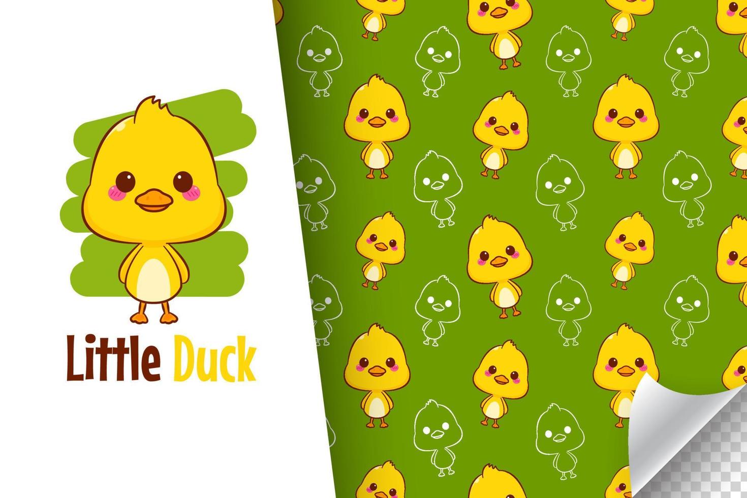 Cute duck cartoon character seamless pattern illustration vector