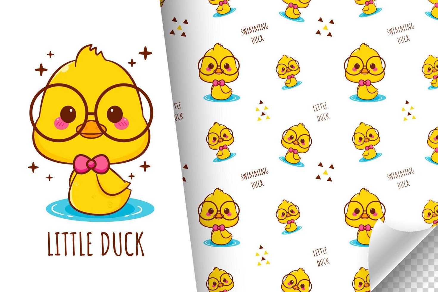 Cute nerd duck with glasses cartoon character seamless pattern illustration  10980520 Vector Art at Vecteezy