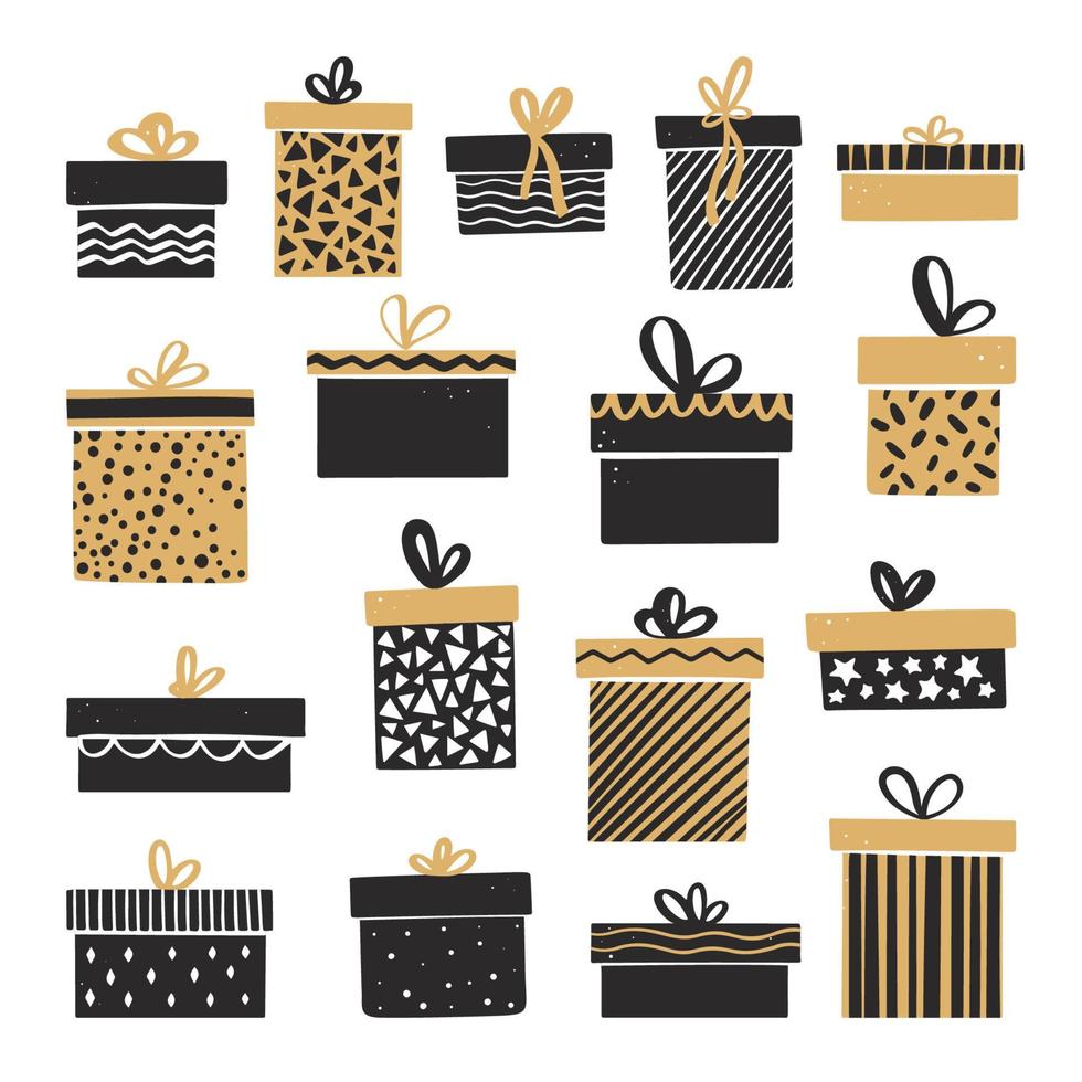 Set of Christmas gift boxes with bows vector