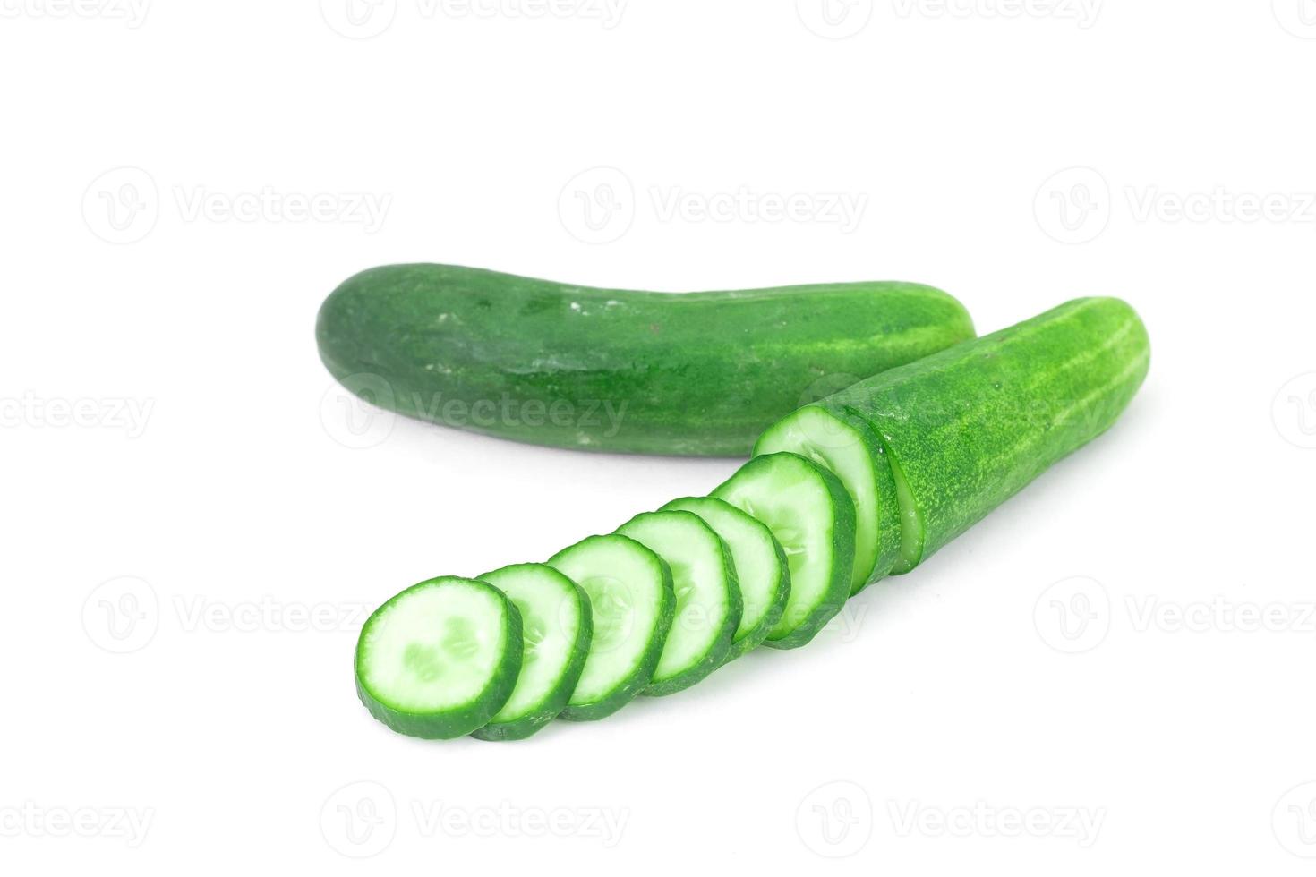 The cucumber on white background. Cucumber is a widelycultivated