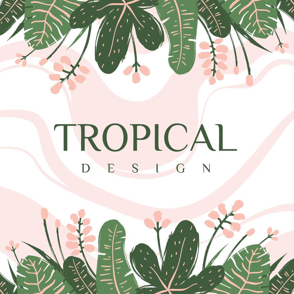 Greeting invitation cards with tropical leaves and flowers vector