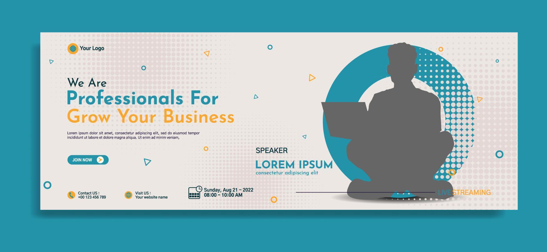 Business webinar horizontal banner template design vector