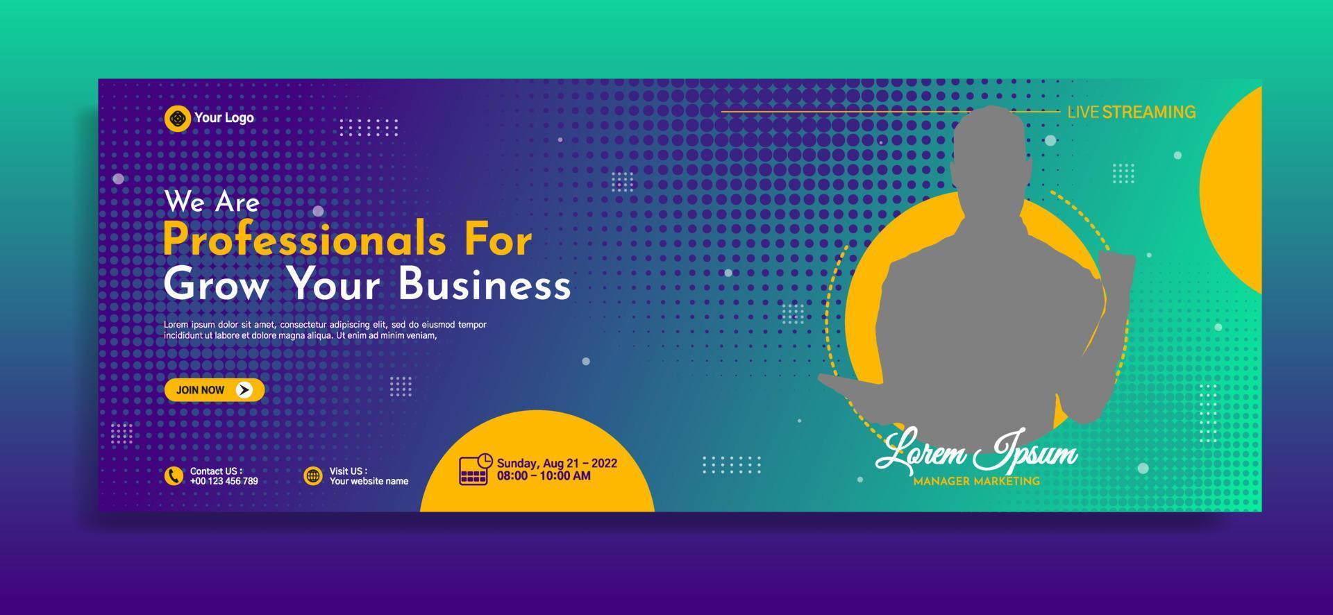 Business webinar horizontal banner template design vector