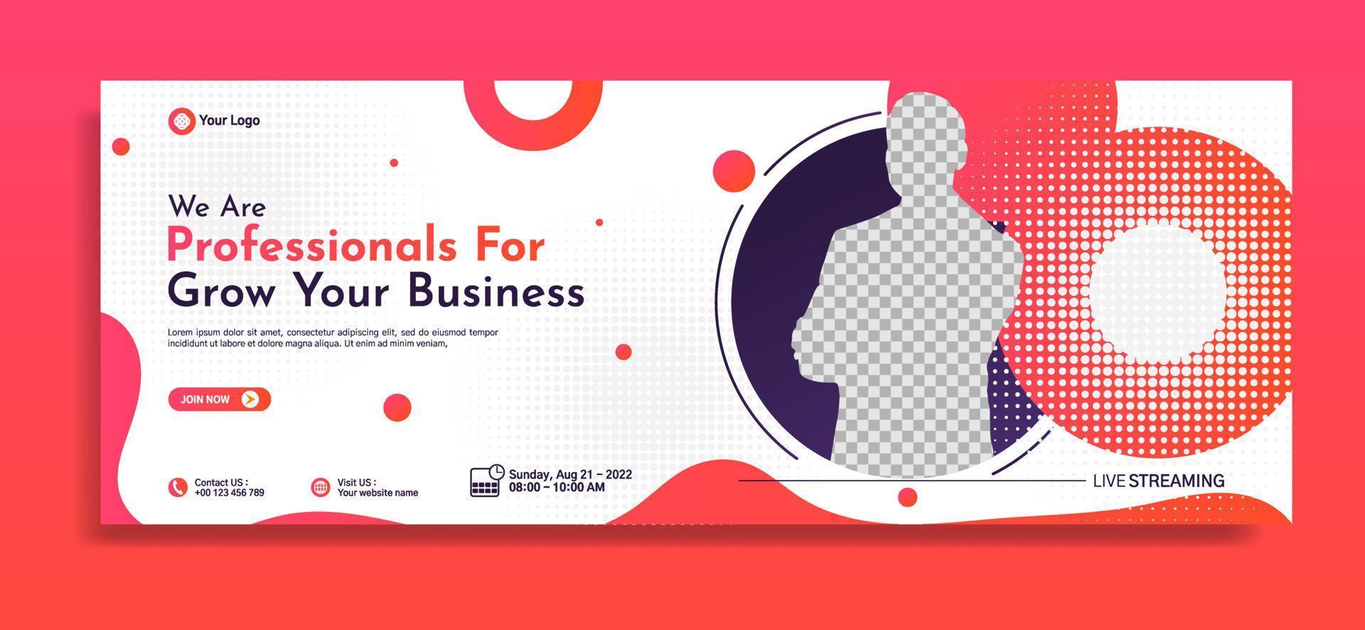 Business webinar horizontal banner template design vector