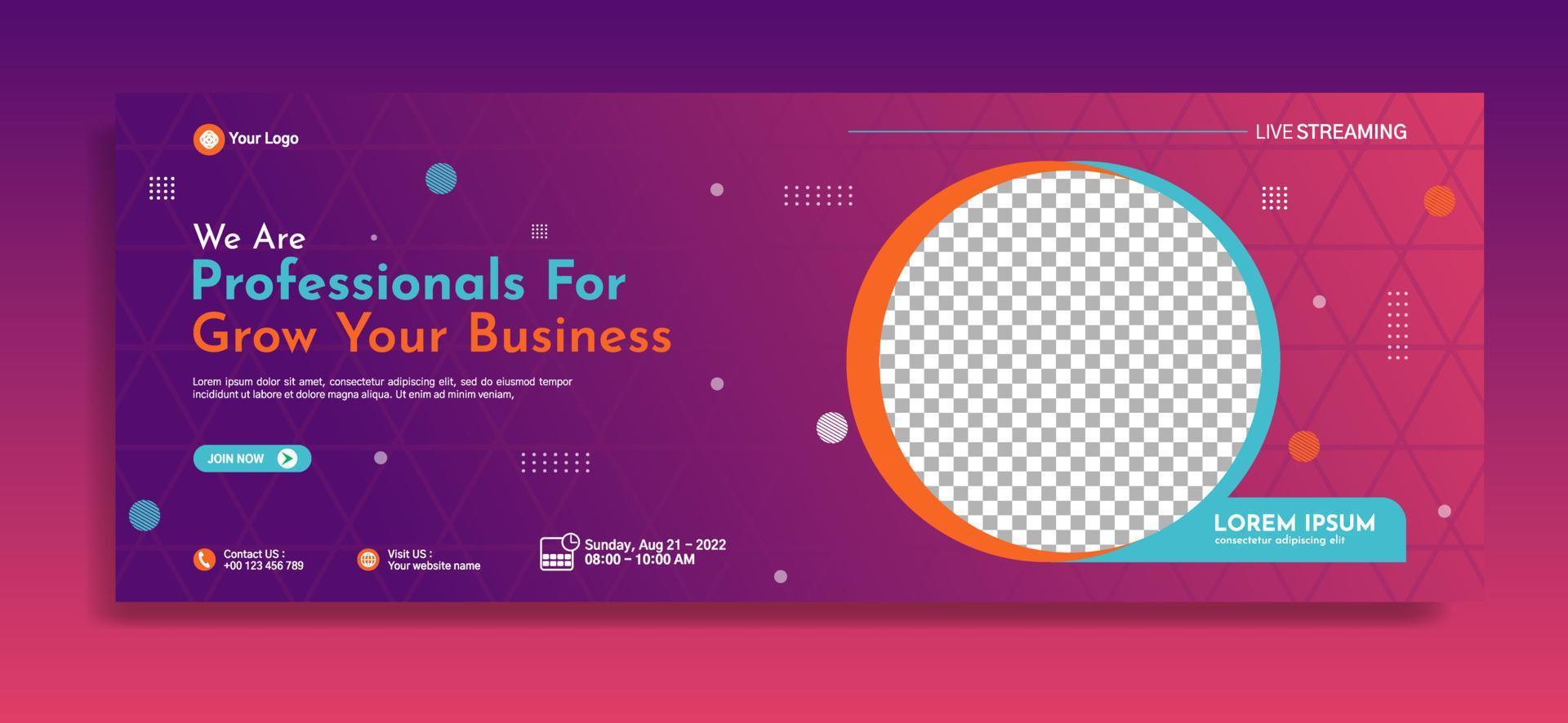 Business webinar horizontal banner template design vector