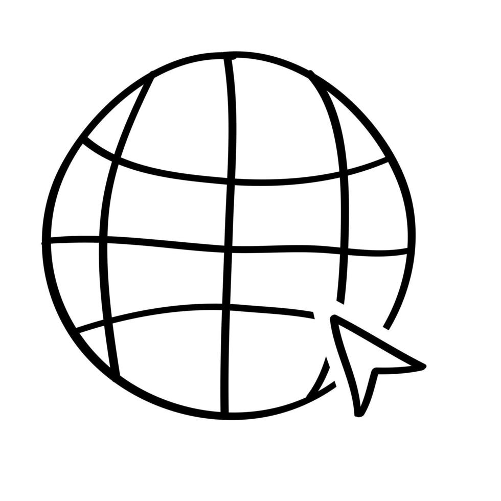 icono de internet dibujado a mano en estilo garabato vector